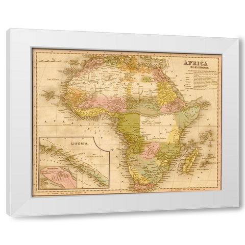 Africa 1844 White Modern Wood Framed Art Print by Vintage Maps