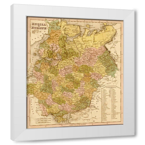 European Russia 1844 White Modern Wood Framed Art Print by Vintage Maps