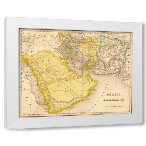 Persia and Arabia 1844 White Modern Wood Framed Art Print by Vintage Maps