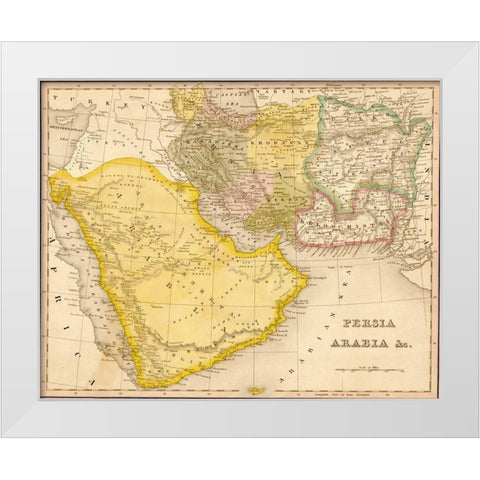 Persia and Arabia 1844 White Modern Wood Framed Art Print by Vintage Maps