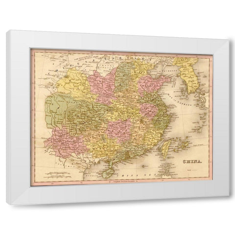 China 1844 White Modern Wood Framed Art Print by Vintage Maps