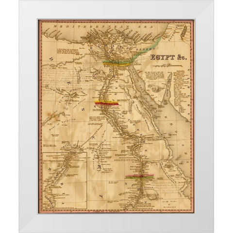 Egypt 1844 White Modern Wood Framed Art Print by Vintage Maps