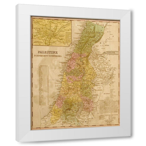 Palestine 1844 White Modern Wood Framed Art Print by Vintage Maps