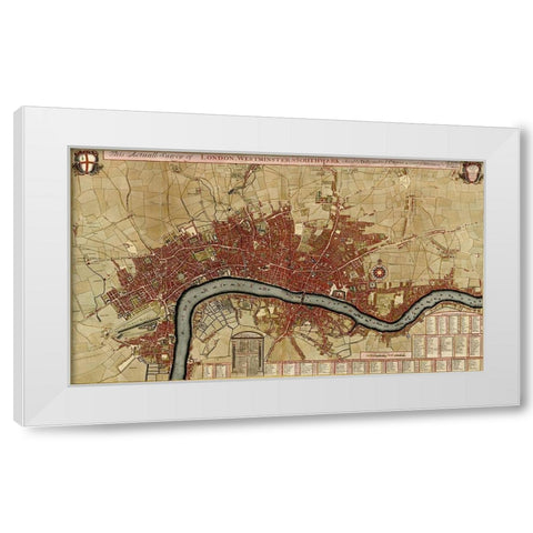 Survey of London Westminster and Southwark 1700 White Modern Wood Framed Art Print by Vintage Maps
