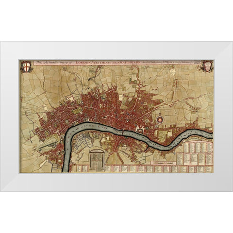 Survey of London Westminster and Southwark 1700 White Modern Wood Framed Art Print by Vintage Maps