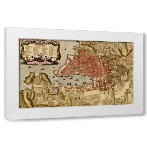 Citadel at the ancient city of Merseille France 1700 White Modern Wood Framed Art Print by Vintage Maps