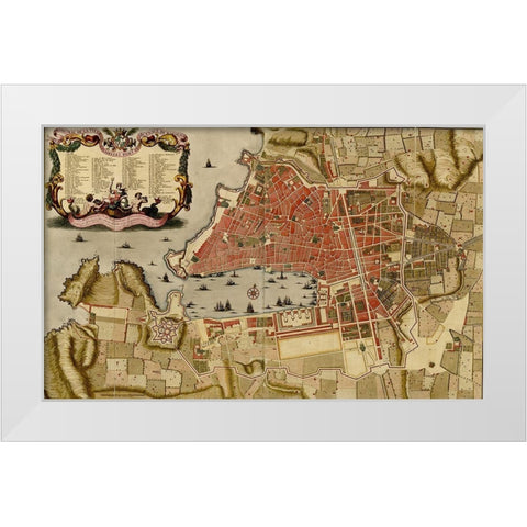 Citadel at the ancient city of Merseille France 1700 White Modern Wood Framed Art Print by Vintage Maps