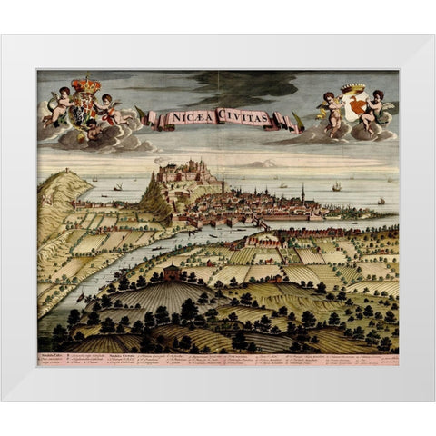 Nicea 1700 White Modern Wood Framed Art Print by Vintage Maps