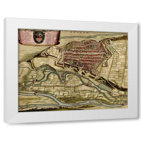 City of Cuneo 1700 White Modern Wood Framed Art Print by Vintage Maps