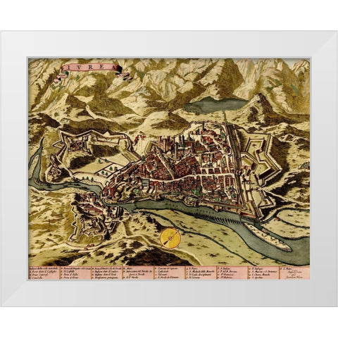 Ivrea Near Turin 1700 White Modern Wood Framed Art Print by Vintage Maps