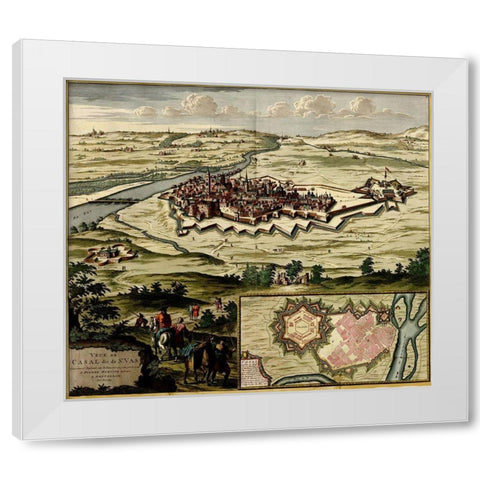 Casal on the Po River 1700 White Modern Wood Framed Art Print by Vintage Maps