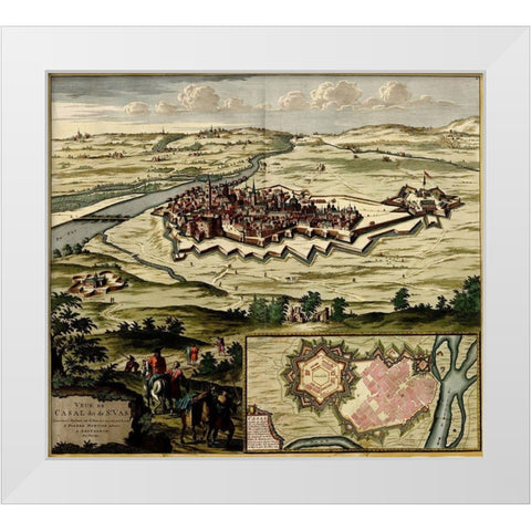Casal on the Po River 1700 White Modern Wood Framed Art Print by Vintage Maps