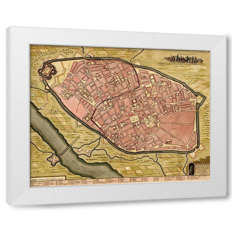 Battlements at Milan 1700 White Modern Wood Framed Art Print by Vintage Maps