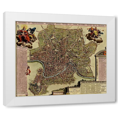 Rome on the Tiber and The Vatican 1700 White Modern Wood Framed Art Print by Vintage Maps