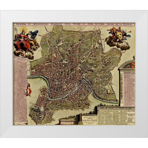 Rome on the Tiber and The Vatican 1700 White Modern Wood Framed Art Print by Vintage Maps