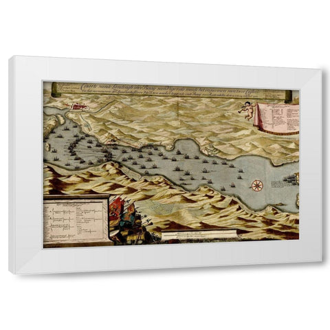 Vigos Spain 1700 Battle of Vigo Bay White Modern Wood Framed Art Print by Vintage Maps