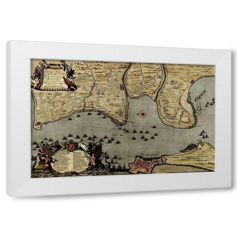 Straits of Cadiz Gibraltar 1700 White Modern Wood Framed Art Print by Vintage Maps
