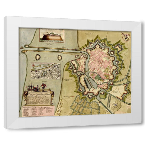 Dunkirk Dunquerque Defenses 1700 White Modern Wood Framed Art Print by Vintage Maps