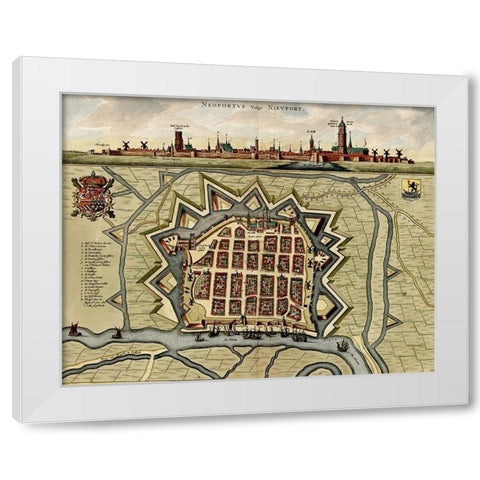 Vauban Defenses on the Narva Estonia 1700 White Modern Wood Framed Art Print by Vintage Maps