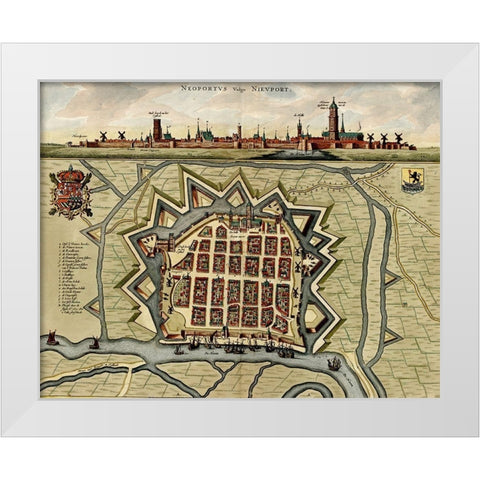 Vauban Defenses on the Narva Estonia 1700 White Modern Wood Framed Art Print by Vintage Maps