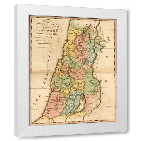 Ancient Israel and the tribes of the Hebrews White Modern Wood Framed Art Print by Vintage Maps