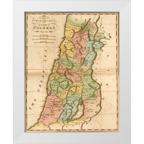 Ancient Israel and the tribes of the Hebrews White Modern Wood Framed Art Print by Vintage Maps