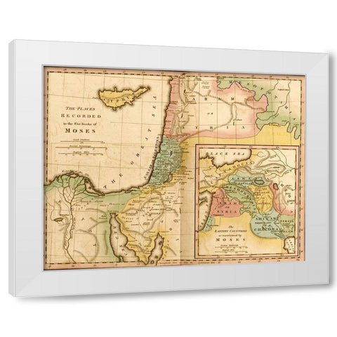 Places in the 5 Books of Moses White Modern Wood Framed Art Print by Vintage Maps
