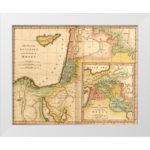 Places in the 5 Books of Moses White Modern Wood Framed Art Print by Vintage Maps