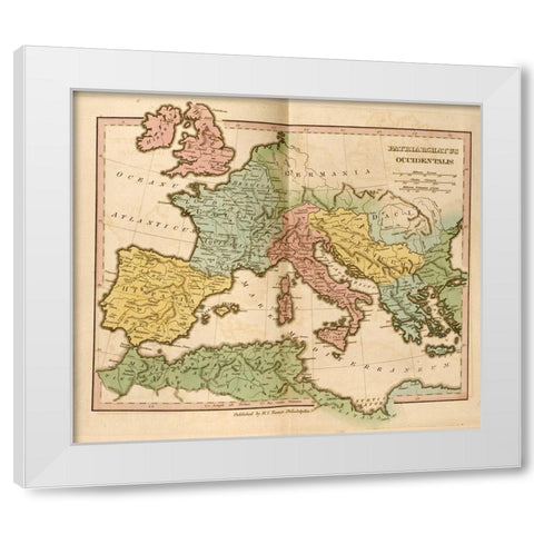 Lands of the Patriarchs in the Western Europe 330 CE White Modern Wood Framed Art Print by Vintage Maps