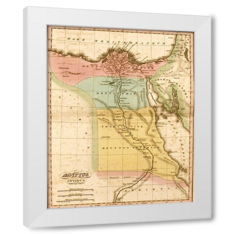 Ancient Egypt White Modern Wood Framed Art Print by Vintage Maps