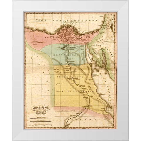 Ancient Egypt White Modern Wood Framed Art Print by Vintage Maps