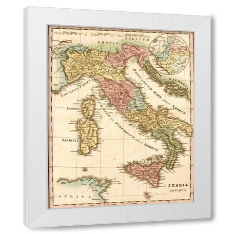 Ancient italy White Modern Wood Framed Art Print by Vintage Maps