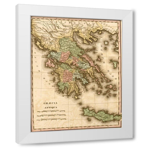 Ancient Greece White Modern Wood Framed Art Print by Vintage Maps