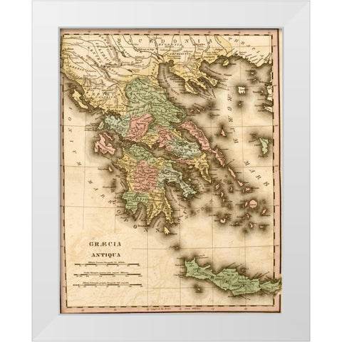 Ancient Greece White Modern Wood Framed Art Print by Vintage Maps