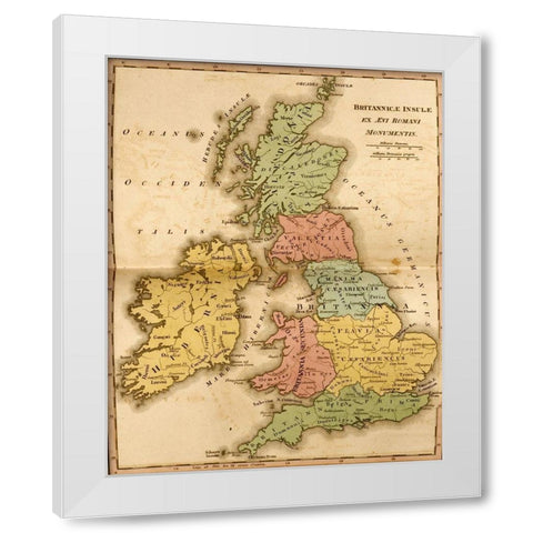 Ancient Britain White Modern Wood Framed Art Print by Vintage Maps