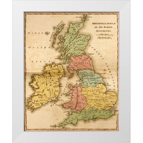 Ancient Britain White Modern Wood Framed Art Print by Vintage Maps