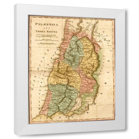 Holy Land of Palestine White Modern Wood Framed Art Print by Vintage Maps