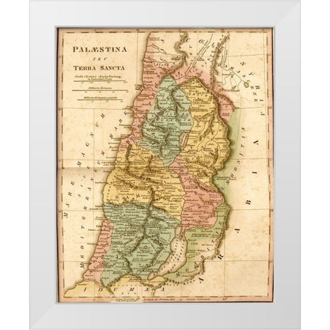 Holy Land of Palestine White Modern Wood Framed Art Print by Vintage Maps