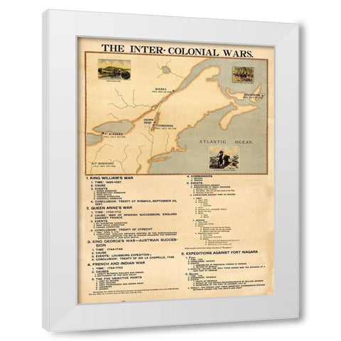 Inter Colonial wars White Modern Wood Framed Art Print by Vintage Maps
