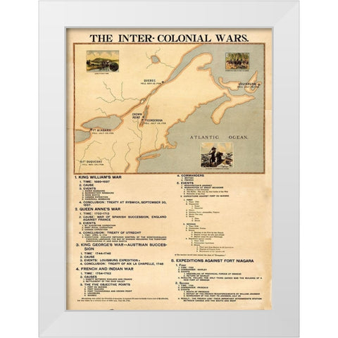 Inter Colonial wars White Modern Wood Framed Art Print by Vintage Maps