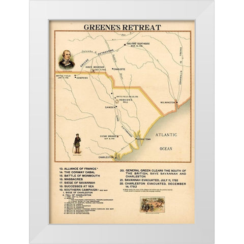 Greenes Retreat White Modern Wood Framed Art Print by Vintage Maps