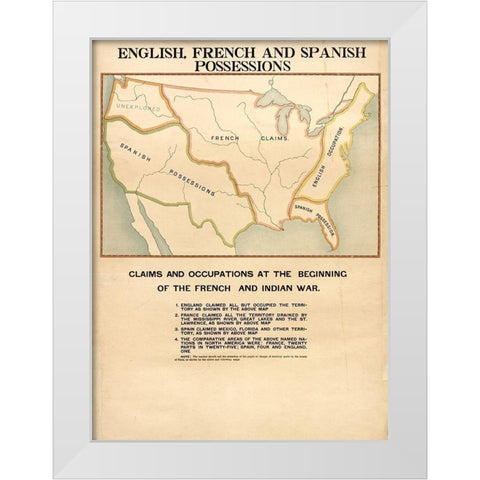 English French and Spanish Possessions White Modern Wood Framed Art Print by Vintage Maps