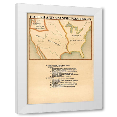 British and Spanish Possessions White Modern Wood Framed Art Print by Vintage Maps