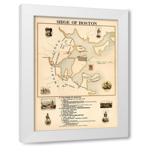 Siege of Boston White Modern Wood Framed Art Print by Vintage Maps