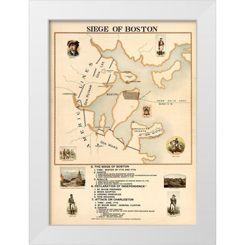 Siege of Boston White Modern Wood Framed Art Print by Vintage Maps