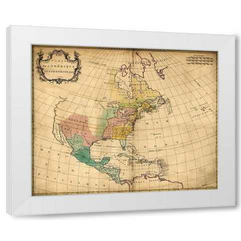 America in 1754 White Modern Wood Framed Art Print by Vintage Maps
