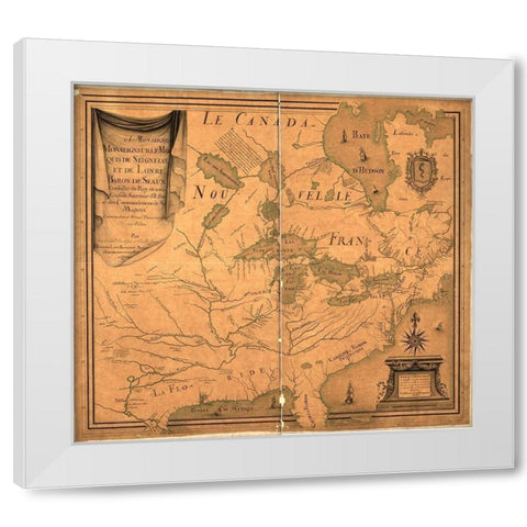 Canada and New France 1685 White Modern Wood Framed Art Print by Vintage Maps