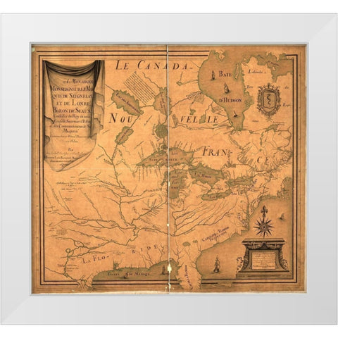 Canada and New France 1685 White Modern Wood Framed Art Print by Vintage Maps