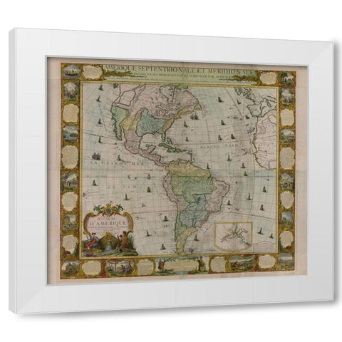 Map of America 1781 White Modern Wood Framed Art Print by Vintage Maps