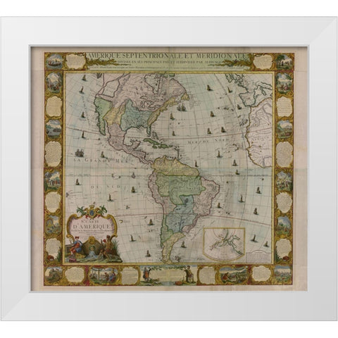 Map of America 1781 White Modern Wood Framed Art Print by Vintage Maps